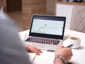 Une personne consulte un graphique sur un ordinateur portable
